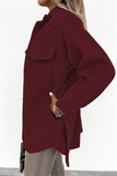 Khaki Lapel Button-Down Coat with Chest Pockets