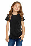 T-shirt manica corta dettaglio bottone laterale per bambine