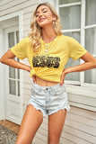 Letters Print Graphic Yellow T-shirt