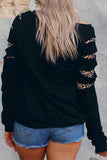 Daisy Butterfly Print Cut-out Leopard Long Sleeve Sweatshirt