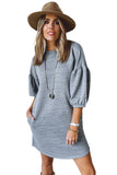 Grey Puff Sleeve Tunic Dress