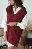 Gilet maglione pullover lungo lavorato a maglia da donna