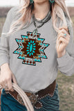 Light Gray Aztec Tribal Pattern Sweatshirt for Ladies