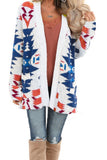 Women's Aztec Print Open Front Buttonless Cardigan with Pockets