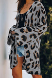 Women's Leopard Print Lightweight Long Knit Cardigan