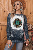 Tie-dyed Sunflower Print Long Sleeve Pullover Sweatshirt