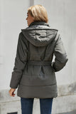 Gray Pocketed Double Closure Winter Puffer Jacket for Women