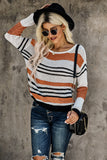 Women's Loose Fit Striped Pattern Crochet Sweater