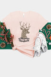 T-shirt con lettera alce leopardo natalizio