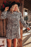 Loose Long Sleeve Leopard Print Dress