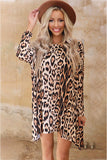 leopard long sleeve mini dress