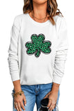 St. Patrick's Day Clover Print Long Sleeve Sweatshirt