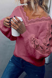 Maglione pullover morbido con giunture in pizzo da donna
