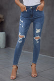 Jeans strappati skinny vintage scavati
