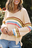 Casual Striped Knit Long Sleeve Top