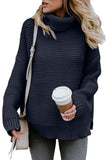 Women Solid Color Cozy Long Sleeves Turtleneck Sweater