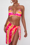 Bikini a 3 pezzi con spalline tie-dye e copricostume