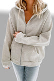 Zip-up Lace Trim Hooded Coat