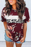 Peony Leopard Striped Relaxed T Shirt