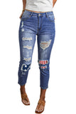 Fading Distressed Holes Crop Jeans