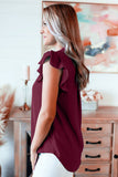 red frill cap sleeve top