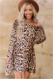 leopard long sleeve mini dress