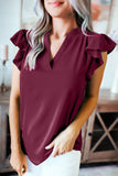 red frill cap sleeve top