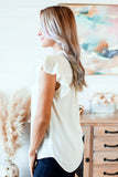 white frill cap sleeve top