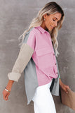 Color Block Button Shirt with Chest Pocket