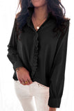 Frilled Trim Long Sleeve Button Up Top
